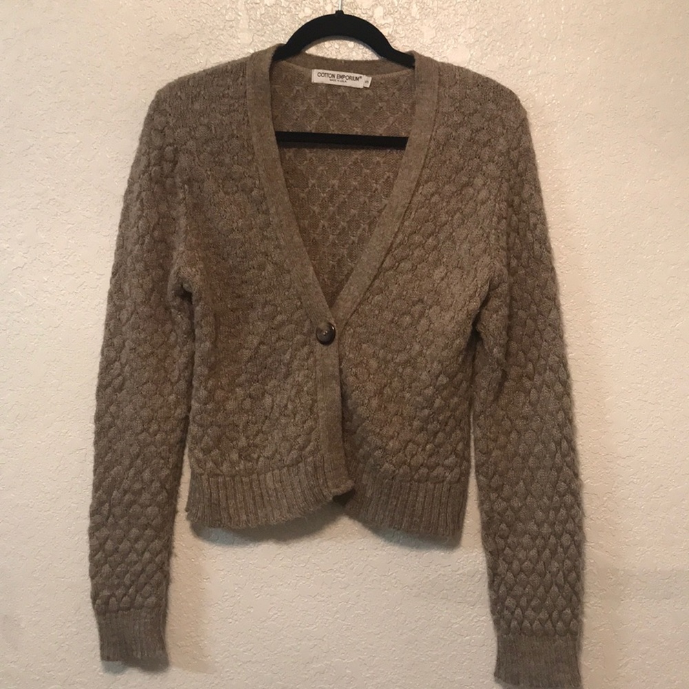 Cotton Emporium One-Button Crop Cardigan Sweater